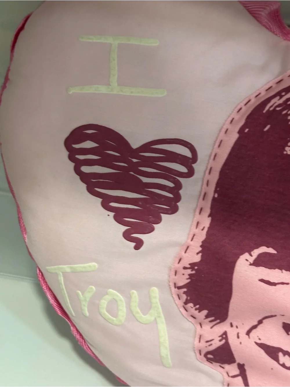 Pink Heart Pillow with Portrait and 
